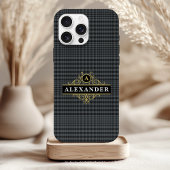 Elegantes Black Gold Monogram Glen Kariert Case-Mate iPhone Hülle