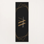 Elegantes Black Gold Monogram Modern Name Script Yogamatte (Rückseite)