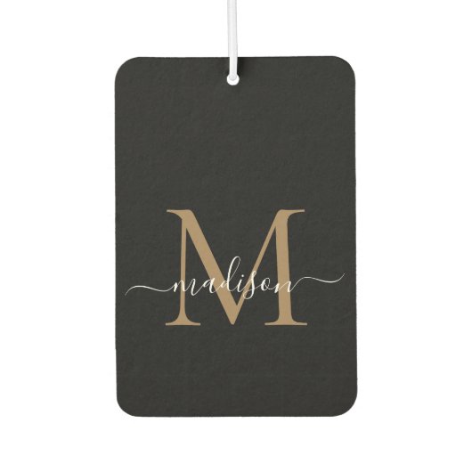 Elegantes Black Gold Monogram Niedlich Girly Chic  Autolufterfrischer (Vorderseite)