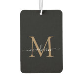 Elegantes Black Gold Monogram Niedlich Girly Chic  Autolufterfrischer (Rückseite)