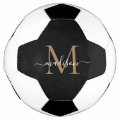 Elegantes Black Gold Monogram Niedlich Girly Scrip Fußball (Vorderseite)