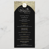 Elegantes Black & Gold Monogram Wedding Programm (Vorderseite)
