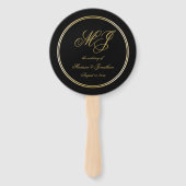 Elegantes Black Gold Monogram Wedding Programm Fächer (Vorderseite)