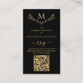 Elegantes Black & Gold Monogram Wreath Wedding RSV Begleitkarte (Vorderseite)