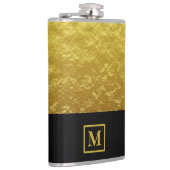 Elegantes Black & Gold Monogramm Flachmann (Rechts)