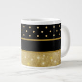 Elegantes Black & Gold Monogramm Jumbo-Tasse (Vorderseite Rechts)