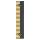 Elegantes Black & Gold Monogramm Kurzer Tischläufer (Vorderseite)