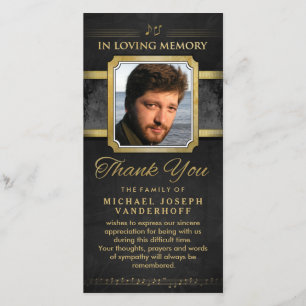 Elegantes Black Gold Musiknotens Memorial Vielen D Dankeskarte