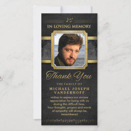 Elegantes Black Gold Musiknotens Memorial Vielen D Dankeskarte