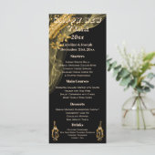 Elegantes Black & Gold New Year Menu & Champagne Menükarte (Stehend Vorderseite)