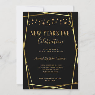 Elegantes Black & Gold New Years Party Ankündigung