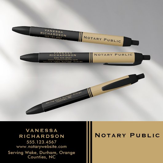 Elegantes Black & Gold Notary Marketing Kugelschreiber