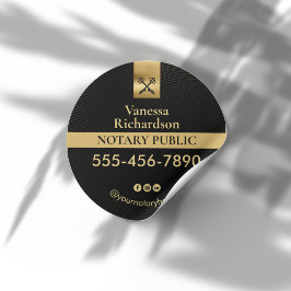 Elegantes Black Gold Notary Skeleton Key Marketing Runder Aufkleber