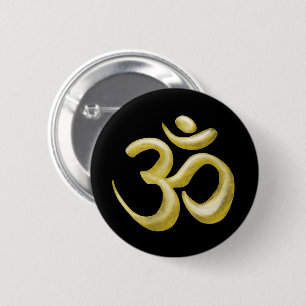Elegantes Black Gold Om Sanskrit Symbol Button