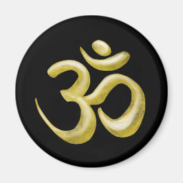 Elegantes Black Gold Om Sanskrit Symbol Magnet