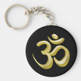 Elegantes Black Gold Om Sanskrit Symbol Schlüsselanhänger