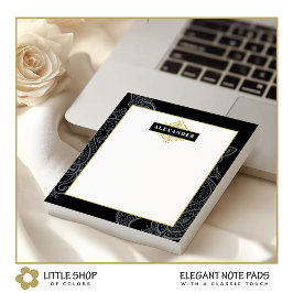 Elegantes Black Gold Paisley individuell anpassbar Notizblock