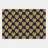 Elegantes Black Gold Palm Leaf Muster Geschenkpapier Set (Vorderseite 2)