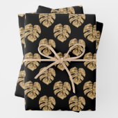 Elegantes Black Gold Palm Leaf Muster Geschenkpapier Set (Beispiel)