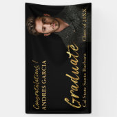 Elegantes Black Gold Pinselstrich Text Graduate Fo Banner (Vertikal)