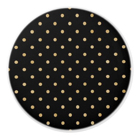 Elegantes Black Gold Polka Dot Chic Design Keramikknauf (Vorderseite)