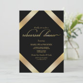 Elegantes Black Gold Probe Dinner Einladung (Stehend Vorderseite)