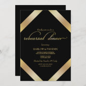 Elegantes Black Gold Probe Dinner Einladung (Vorne/Hinten)