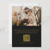 Elegantes Black Gold QR Code Klassisches Foto Hoch Einladung (Rückseite)