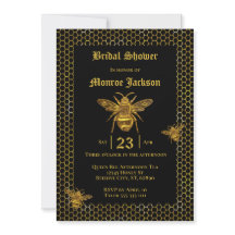 Elegantes Black Gold Queen Bee Beehive Brautparty