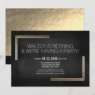 Elegantes Black/Gold-Renten-Party Einladung