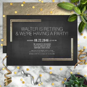 Elegantes Black/Gold-Renten-Party Einladung