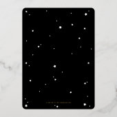 Elegantes Black+Gold Scattered Stars Halloween-Par Folieneinladung (Rückseite)