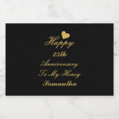 Elegantes Black Gold Script 25. Happy Jubiläum Schaumweinetikett (Einzelnes Label)