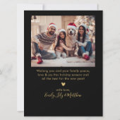 Elegantes Black Gold Script 2 Foto Weihnachten (Rückseite)