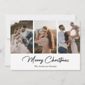 Elegantes Black Gold Script Foto Frohe Weihnachten (Vorderseite)