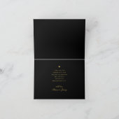 Elegantes Black Gold Script Heart Foto Hochzeit Dankeskarte (Innenseite)