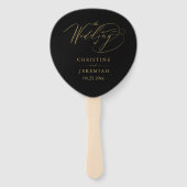 Elegantes Black Gold Script-Hochzeitsprogramm Fächer (Vorderseite)