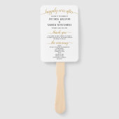 Elegantes Black Gold Script Minimal Wedding Progra Fächer (Vorderseite)
