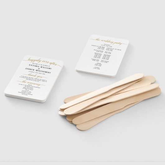 Elegantes Black Gold Script Minimal Wedding Progra Fächer (Non-assembled)