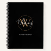 Elegantes Black Gold Script Monogram Name Notebook Notizblock (Vorderseite)