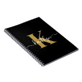Elegantes Black-Gold-Script-Monogramm Notizblock (Rechte Seite)