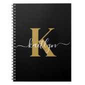 Elegantes Black-Gold-Script-Monogramm Notizblock (Vorderseite)