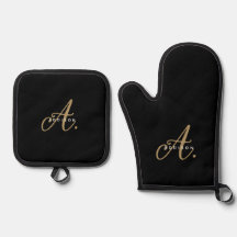 Elegantes Black-Gold-Script-Monogramm