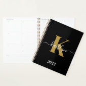 Elegantes Black-Gold-Script-Monogramm Planer (Anzeige)