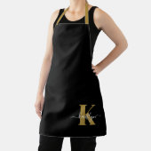 Elegantes Black-Gold-Script-Monogramm Schürze (InSitu)