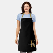Elegantes Black-Gold-Script-Monogramm Schürze (Getragen)