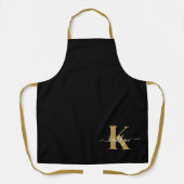 Elegantes Black-Gold-Script-Monogramm Schürze (Vorderseite)