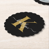 Elegantes Black-Gold-Script-Monogramm Untersetzer (angewinkelt)