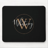 Elegantes Black-Gold-Script-Name Monogram-Maus-Pad Mousepad (Vorne)