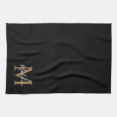 Elegantes Black-Gold-Script-Typografy Monogram Geschirrtuch (Horizontal)